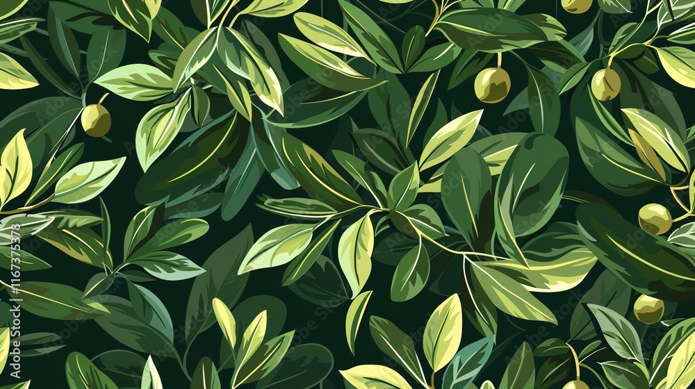 Fototapeta premium olive seamless pattern wallpaper