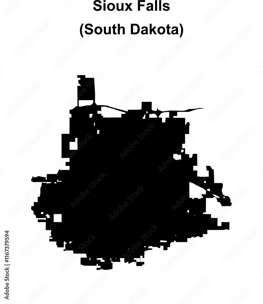 Obraz premium Sioux Falls (South Dakota) blank outline map