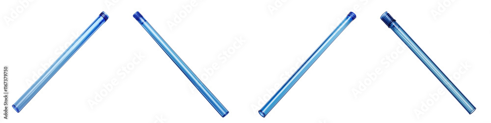 Blue Reusable straw isolated on transparent or white background Blue Reusable straw isolated on transparent or white background