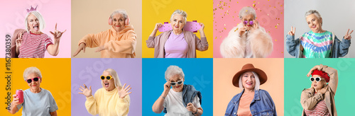 Group of stylish elderly wo...