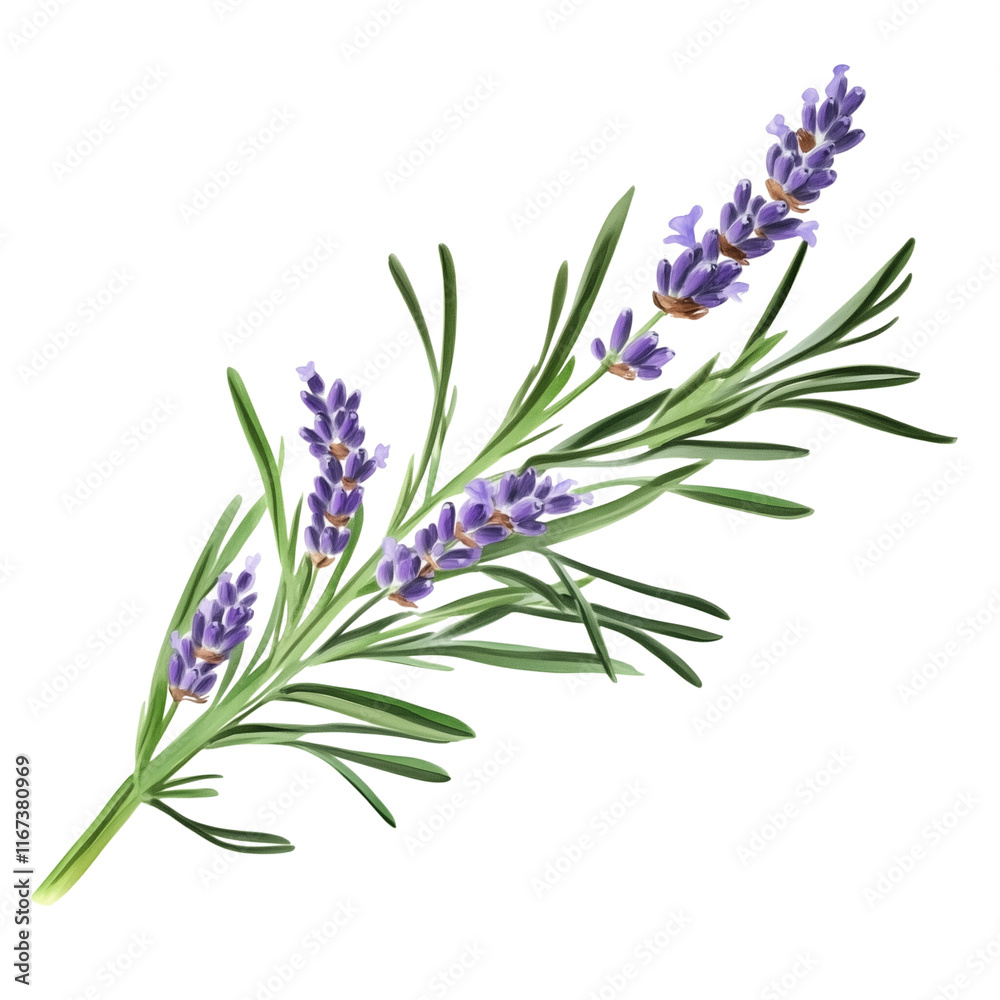 Naklejka premium Blooming lavender sprig isolated on white