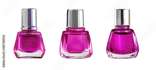 Purple Nail polish bottles isolated on transparent or white background