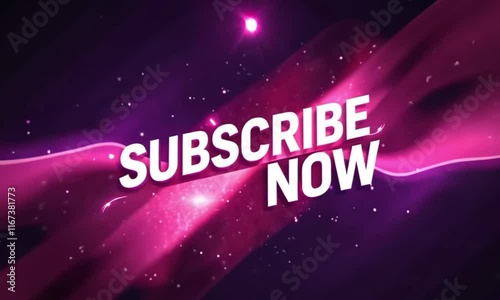 Animation stock video of 'Subscribe Now' text glowing in vibrant animation, perfect for digital media and marketing photo