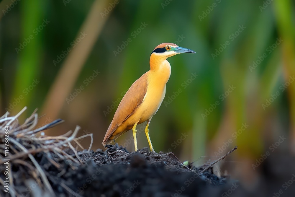 Squacco Heron Ardeola Ralloides in Natural Habitat Squacco Heron Ardeola Ralloides in Natural Habitat