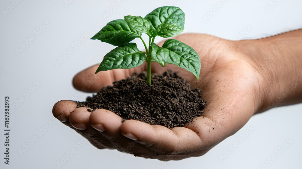 hand holding a small tree with soil over a blurred green background for an environment day concept. hand holding a small tree with soil over a blurred green background for an environment day concept.