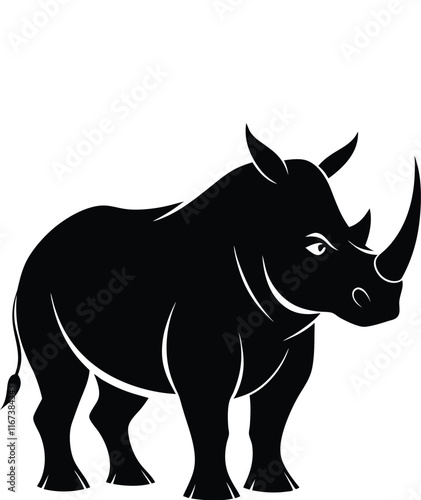 Rhino silhouette  vector illustration on white background