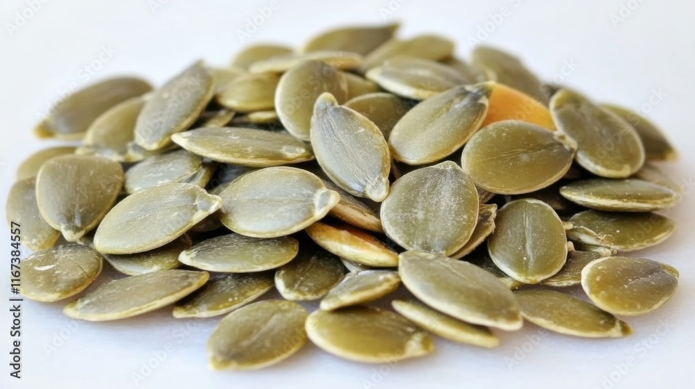 Handful of Pumpkin Seeds on Baking Tray Handful of Pumpkin Seeds on Baking Tray