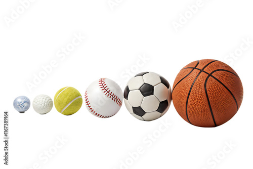 Set of sports balls isolated on white background as transparent. PNG. AI GENERATED. photo