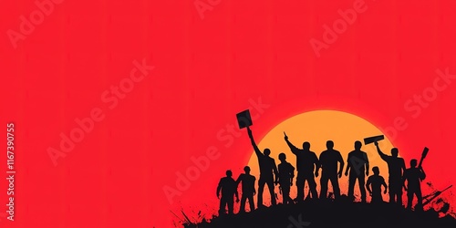 worker strike labor union propaganda style poster photo