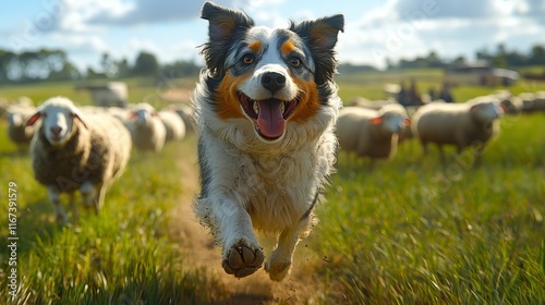 Border Collie running energe photo