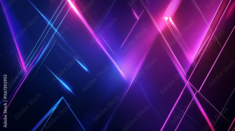 Abstract Neon Lines Create Geometric Art Design