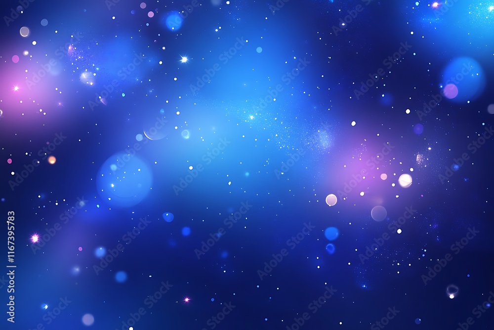 Fototapeta premium Blue Glitter Background with Soft Bokeh and Blurred Sparkling Effect