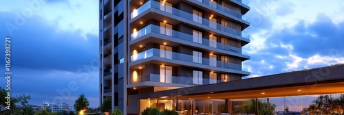 real estate photo of modern apartment complex