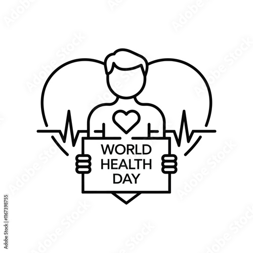  World Heart Day concept Single line draw design vector graphic illustration.line art of World Health Day good for World Health Day celebrate. line art. illustration