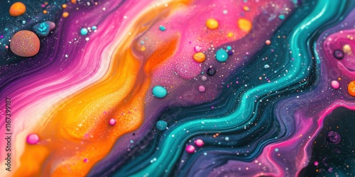 Cosmic Swirls A Vibrant Abstract Painting of Colorful Fluid Art
