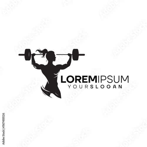 Strong Woman Gym Icon Vector Illustration Logo Design Template