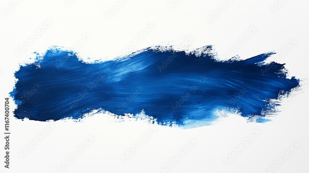Obraz premium A striking blue brushstroke stretches across a white background, showcasing various shades of blue.