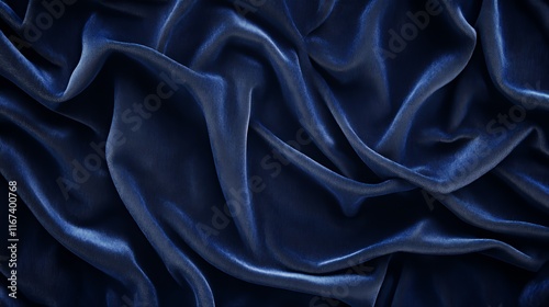 Deep Blue Velvet Draped Luxurious Fabric Texture