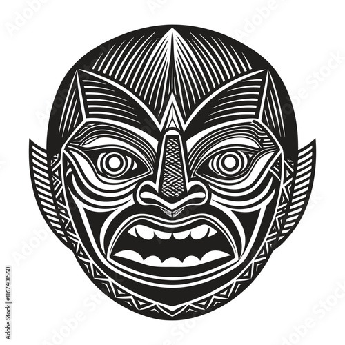 Vintage Face Mask Samoa Vector Illustration