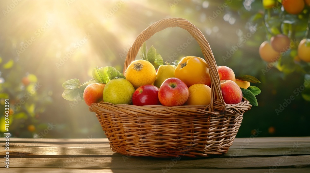 Fresh Fruits in a Basket with Dramatic Lighting