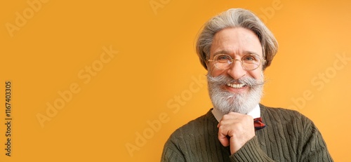 Stylish elderly man on oran...