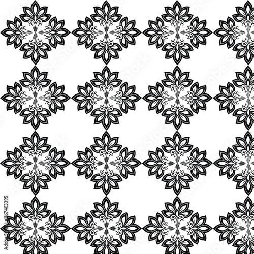 Elegant Monochrome Decorative Flower Pattern Background