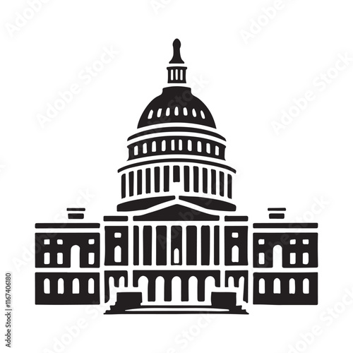 United States Capitol Building Silhouette Illustration