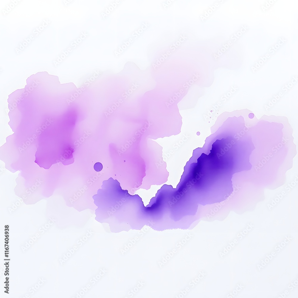 Obraz premium Purple Watercolor Stain on White Background: Abstract Violet Wash for Design and Textures