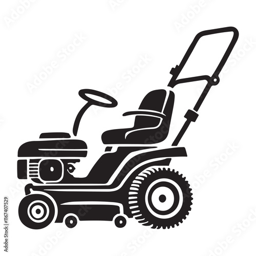 Silhouette Illustration of a Riding Lawn Tractor