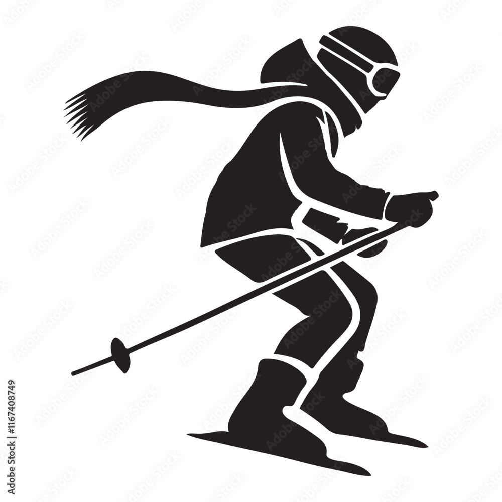 Obraz premium Skier Silhouette Illustration in Dynamic Pose