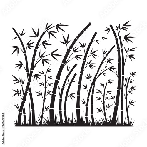 Silhouette Illustration of a Bamboo Forest