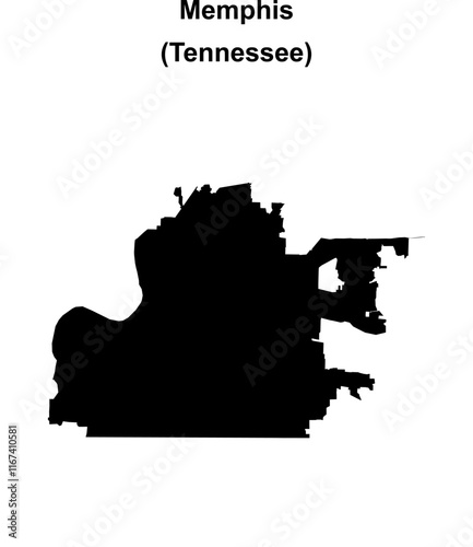 Memphis (Tennessee) blank outline map