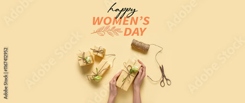 Female hands with gift boxe...