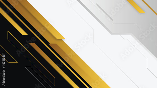 Elegant black, gold, and white abstract geometric background
