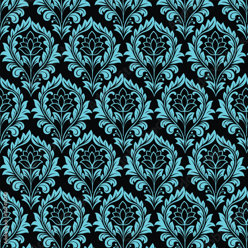 Ornate Floral Seamless Pattern Design in Black and White