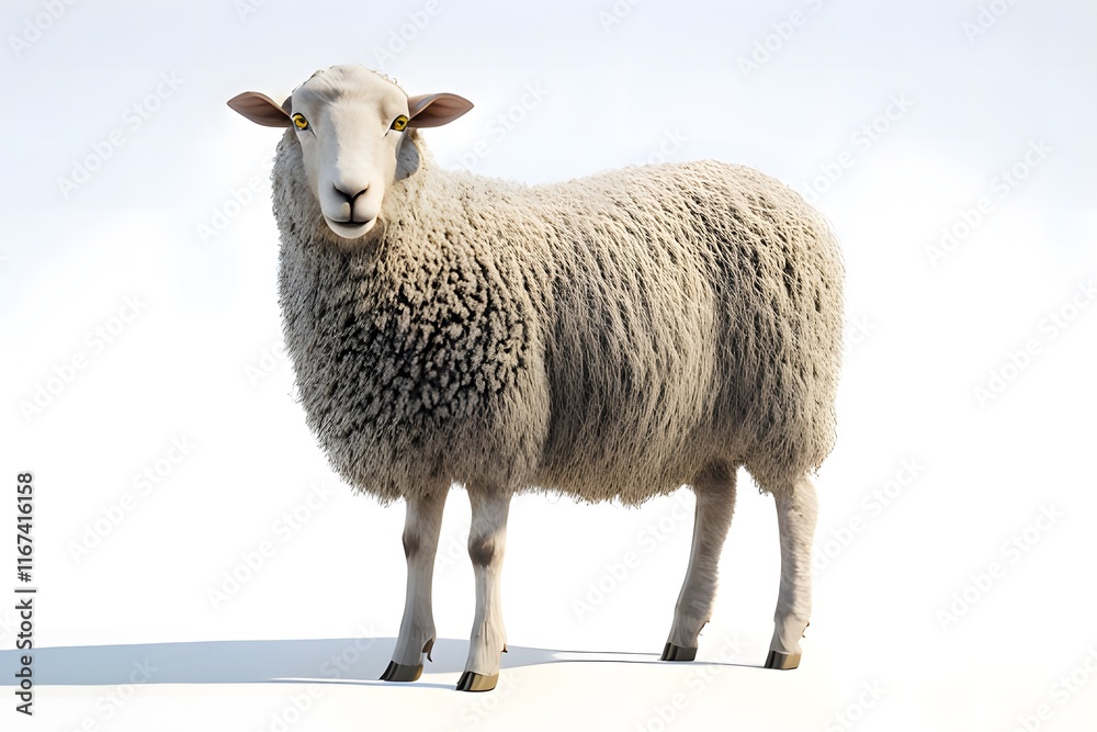 Fototapeta premium A realistic 3D rendering of a sheep standing against a plain background.