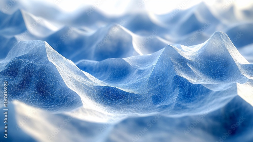 Naklejka premium Abstract Blue Ice Mountain Range Digital Art