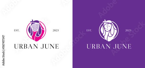 Beautiful Woman Luxury Line Art Premium Vector Logo Design Illustration