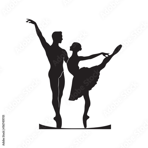 Silhouette of the ballerina on a white background, vector. Ballet,dancer silhouette ballet dancing poses