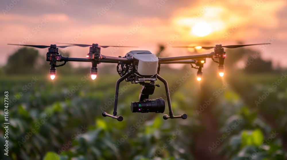 Drone in Countryside at Early Morning Light Drone in Countryside at Early Morning Light