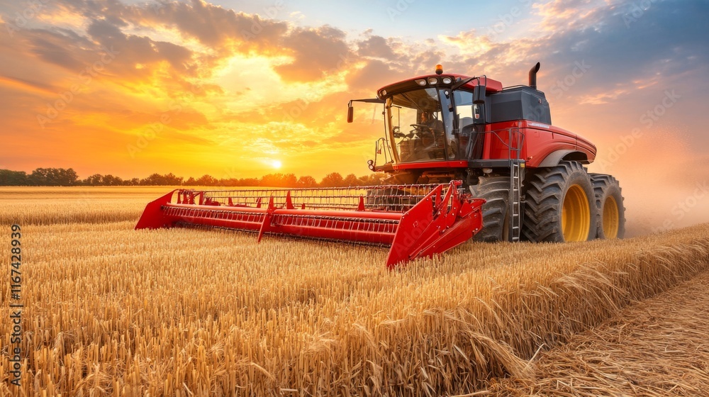 Obraz premium Early Morning Machinery in Countryside Natural Lighting