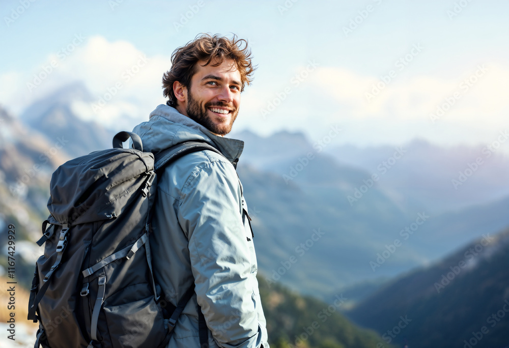 Happy Man Enjoying a Scenic Mountain View During a Hiking Adventure
Happy Man Enjoying a Scenic Mountain View During a Hiking Adventure