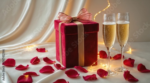 a romantic valentines day setting with gitfs photo