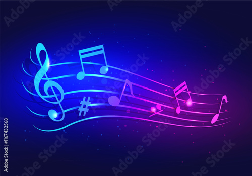 Shiny Neon Stave And Music Concept