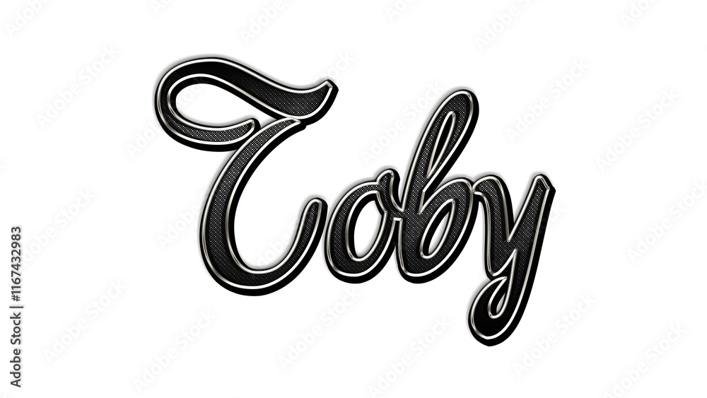 black metal 3d design of name Toby on white background. black metal 3d design of name Toby on white background.