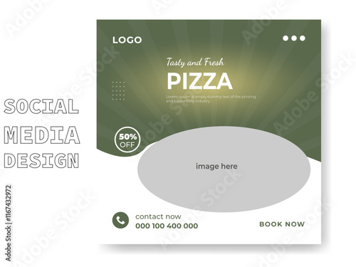 Healthy food Burger, pizza menu social media promo banner template photo