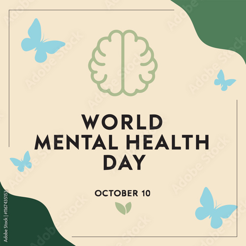 World Mental Health Day Poster Flat TYPOGRAPHY Illustration