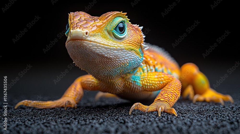 Fototapeta premium Colorful lizard showcasing vibrant scales and texture