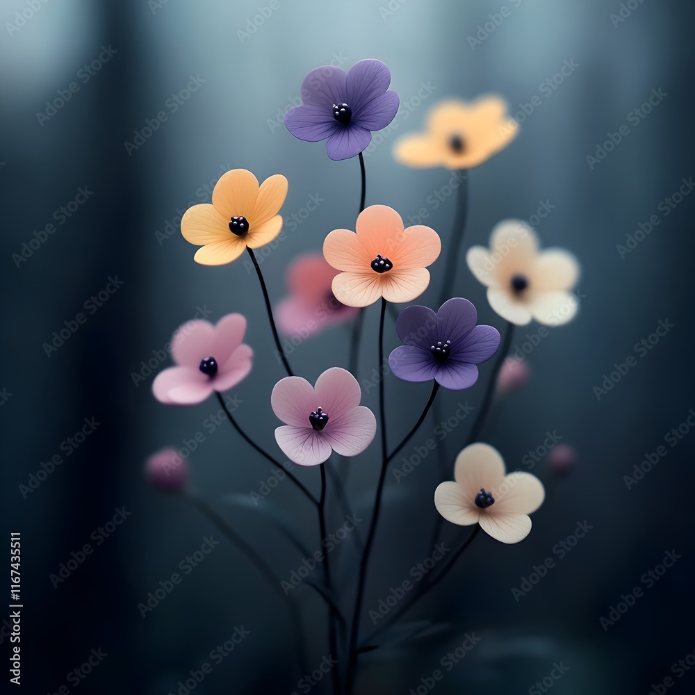 Fototapeta premium Delicate and fragrant blooms in shades of pink purple and yellow release alluring scents to mark their territory within a flourishing forest landscape