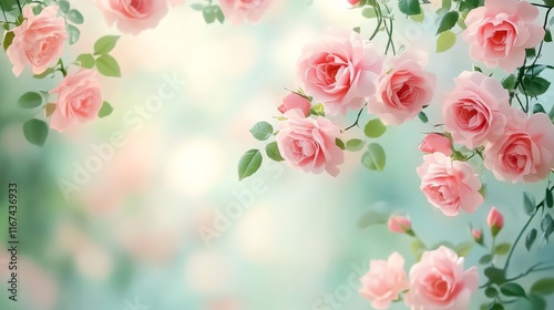 Vibrant pink roses with sunlight and blurred background.
